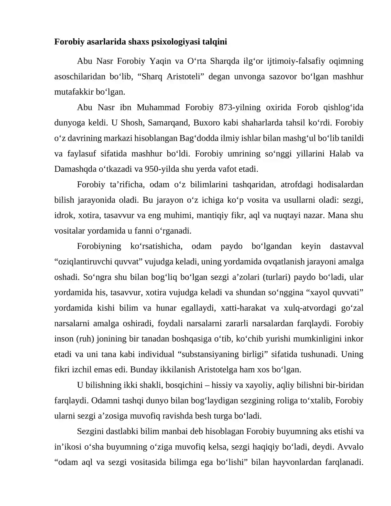 Sharq mutafakkirlarining psixologik qarashlari 2