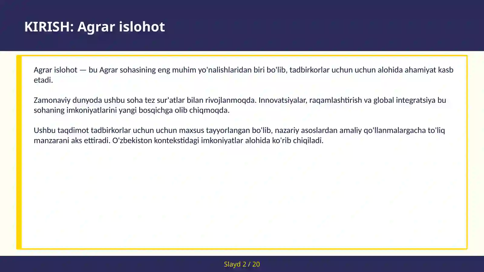 Agrar islohot 2