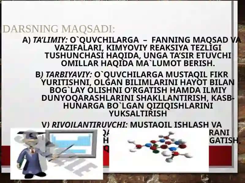 KIMYOVIY REAKSIYA TEZLIGI VA UNGA TA’SIR ETUVCHI OMILLAR 2
