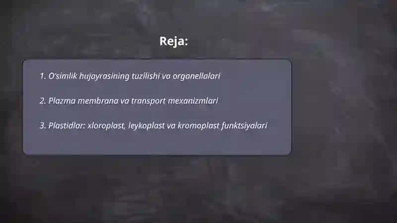 Oʻsimliklar evolyutsiyasi va hujayra biologiyasi (sitologiya) 2