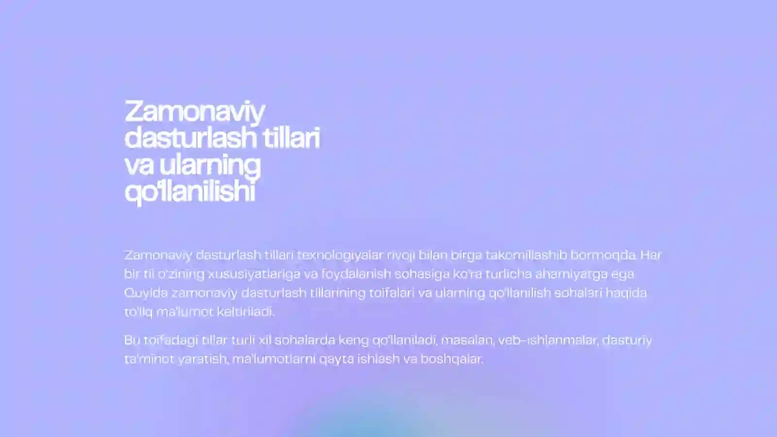 Zamonaviydasturlashtillari.Dasturlashmuhitlari 2