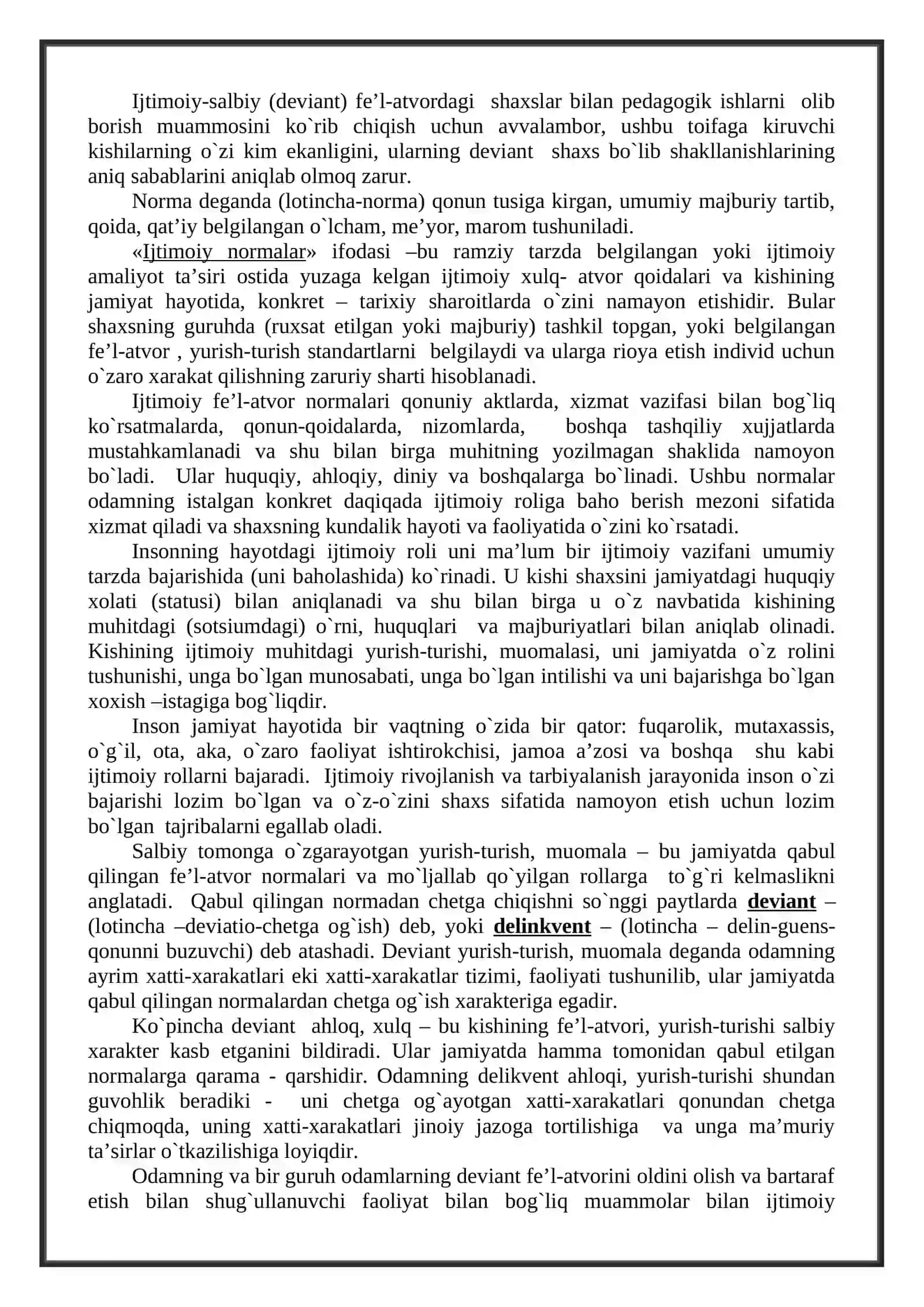 Deviant bolalar va o’smirlar. Ularni reabilitatsiya qilish yo’llari 2