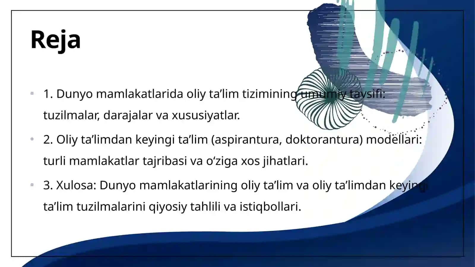 Dunyo Mаmlаkаtlаrining Oliy Tа’lim Vа Oliy Tа’limdаn Keyingi Tа’lim Tuzilmаsi 2