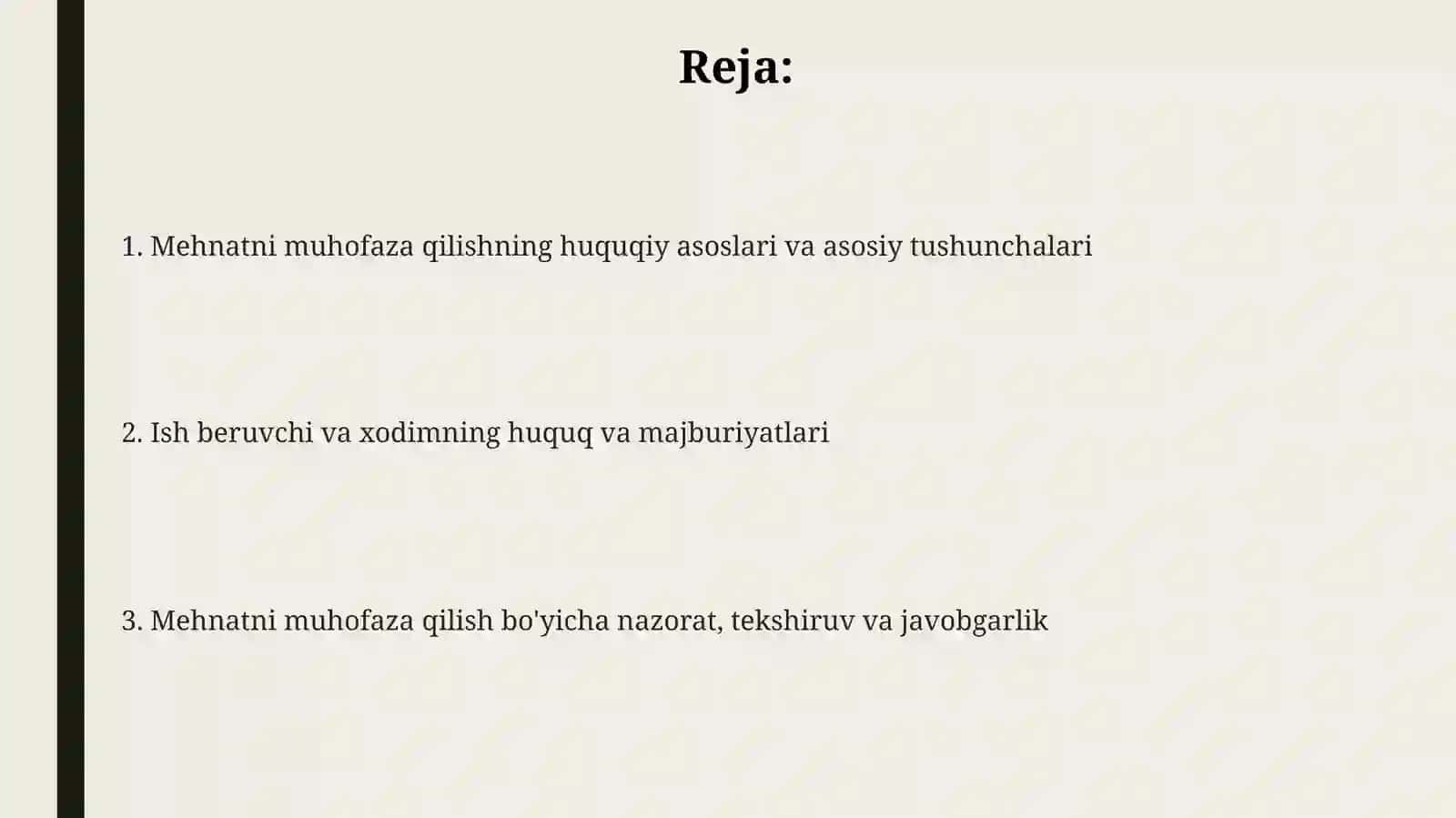 Mehnatni muhofaza qilishning qonuniy asoslari 2