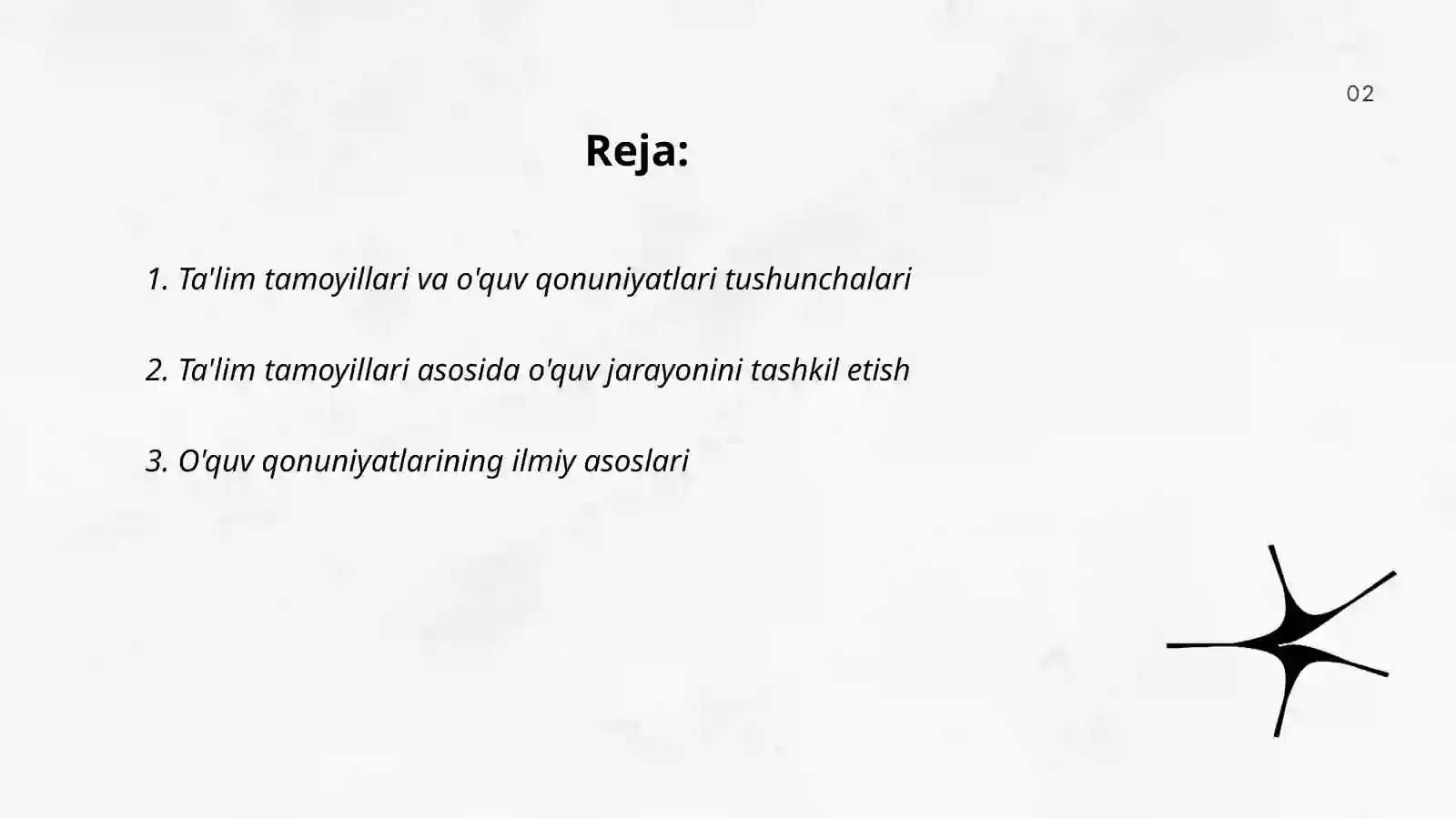 Ta'lim tamoyillari va o'quv qonuniyatlari o'rtasidagi aloqani ko'rsatish 2