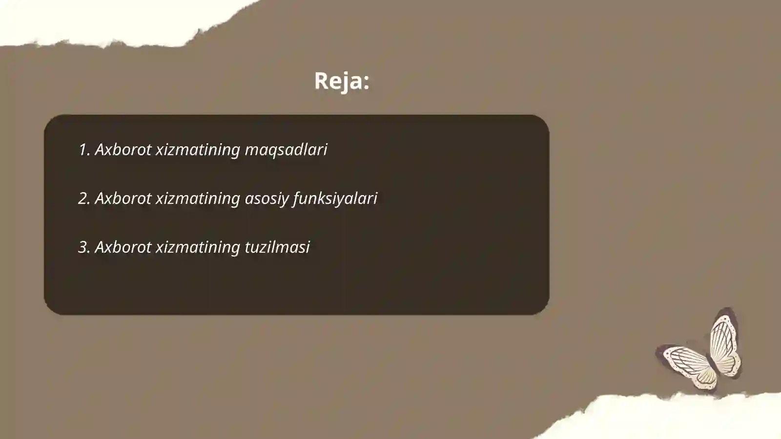 Hokimlik axborot xizmatlari faoliyatining asosiy tamoyillari. Axborot xizmati faoliyati: maqsadi, funksiyalari va tuzilmasi 2