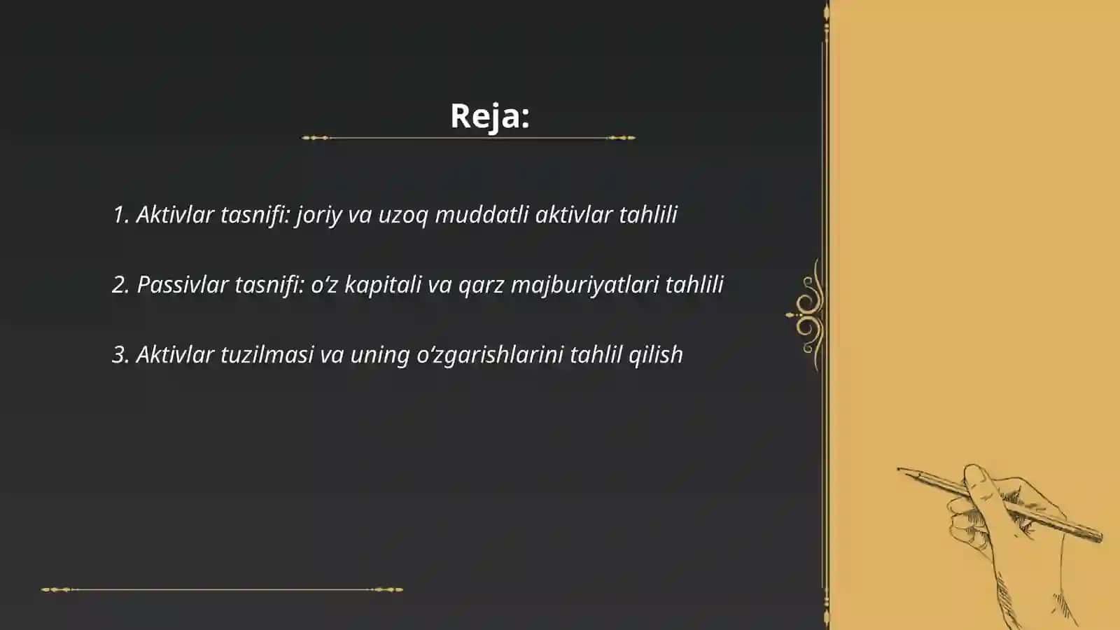 Korxonaning aktivlari va passivlari tahlili 2
