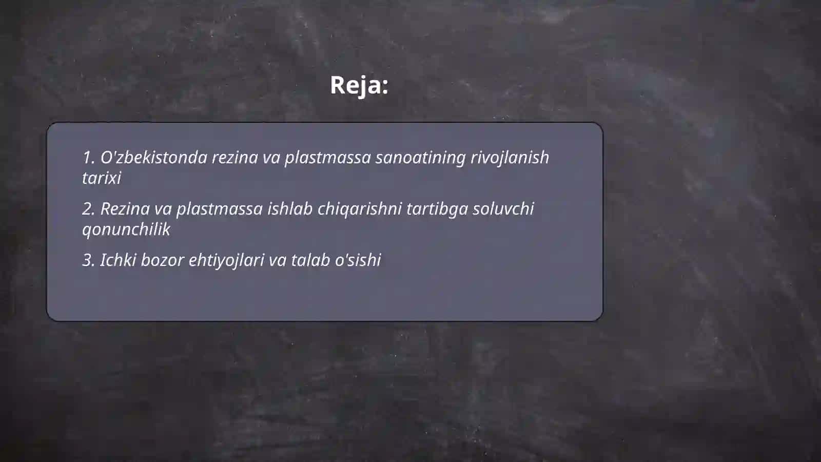 Ozbekistonda rezina va plastmassa buyumlar ishlab chiqarishni rivojlantirish va asosiy korsatkichlar tahlili 2