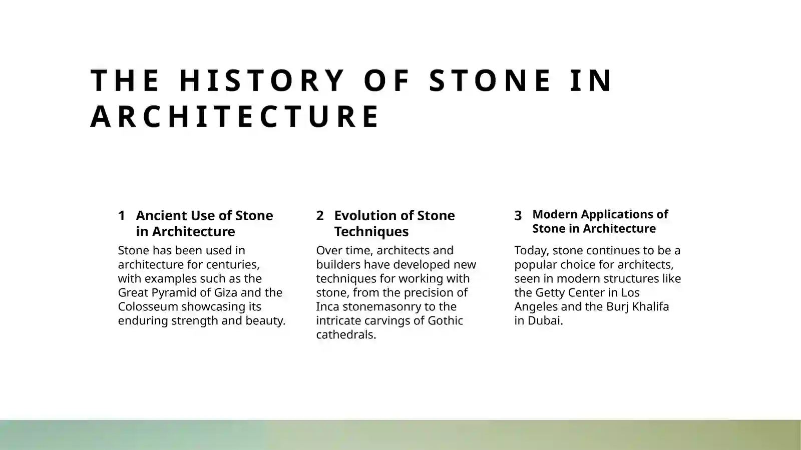 Mavzu: Architecture using Stone 2