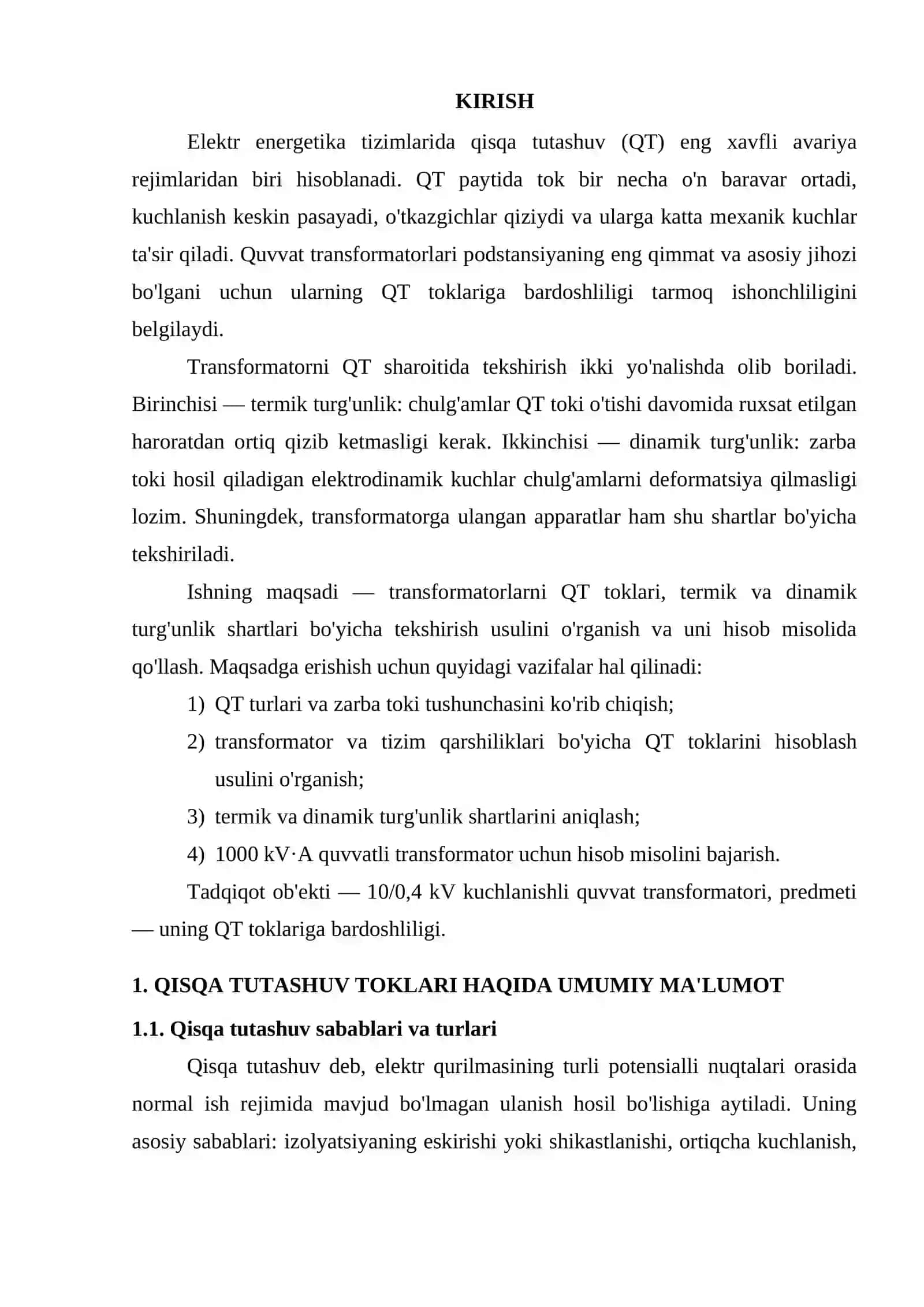 Qisqa tutashuv toklarini tekshirish 2