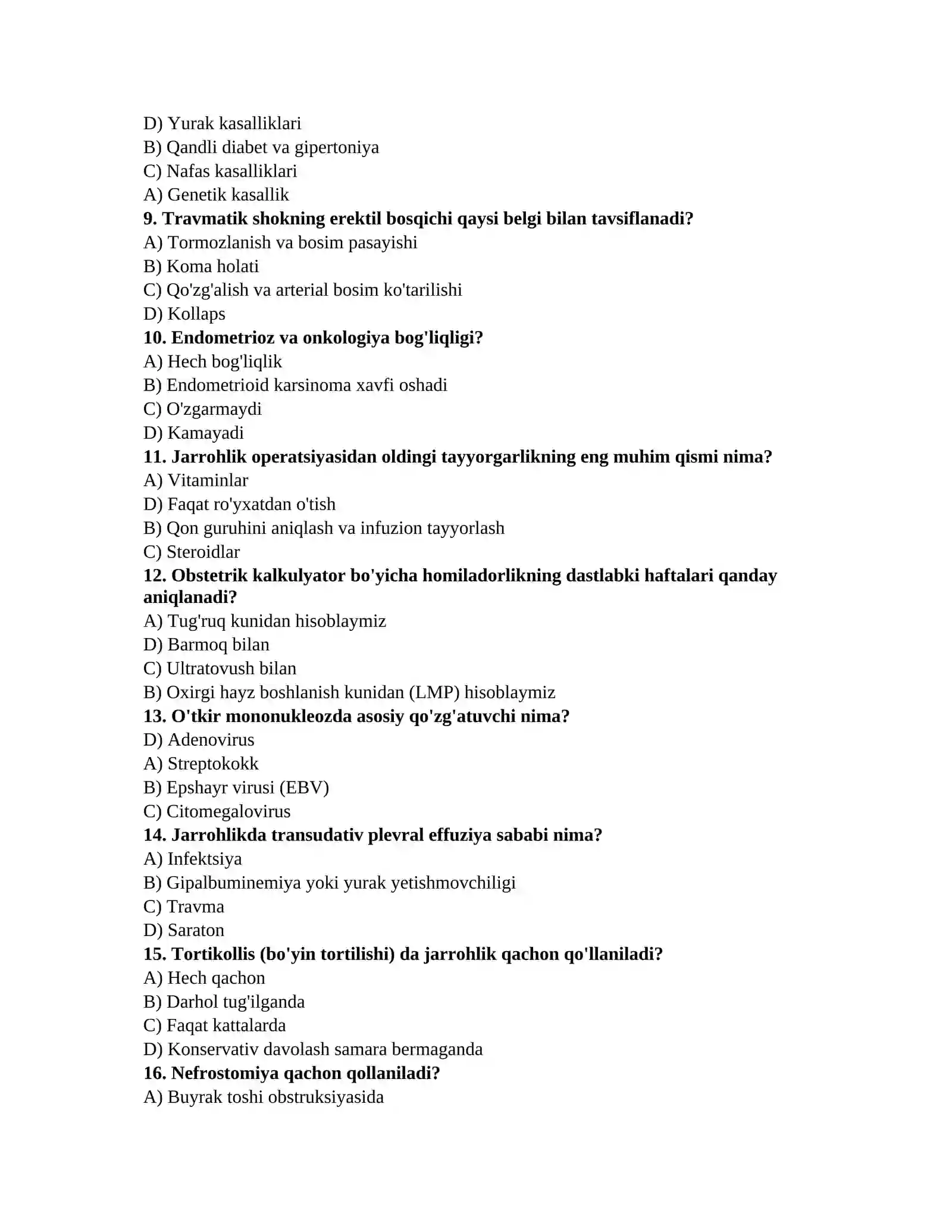 Tibbiyot 300 ta test 2