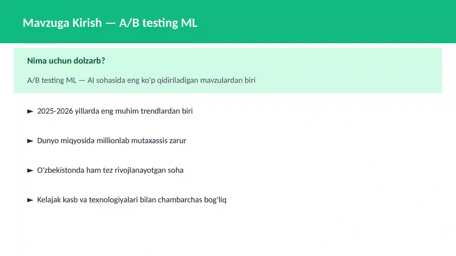A/B testing ML 2