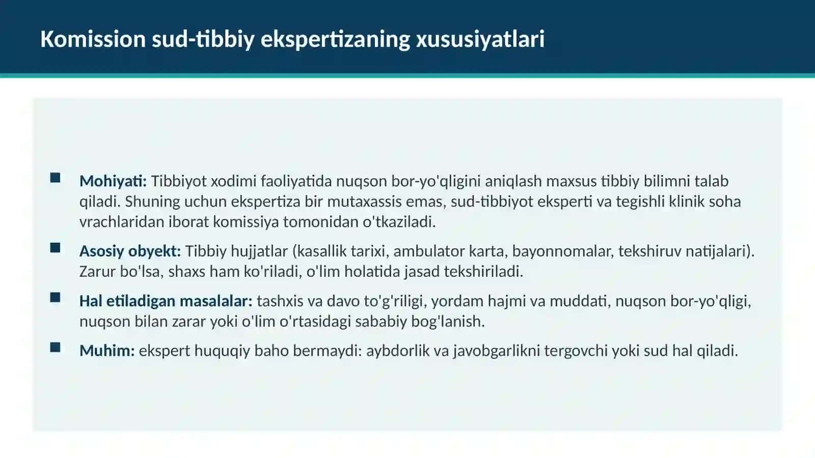 Tibbiyot Xodimlari Kasbiy Huquqbuzarliklarida Komission Sud-Tibbiy Ekspertiza 2