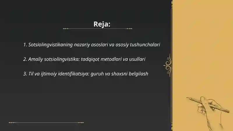 Sotsiolingvistikaning boʻlimlari.Nazariy va amaliy sotsiolingvistika 2