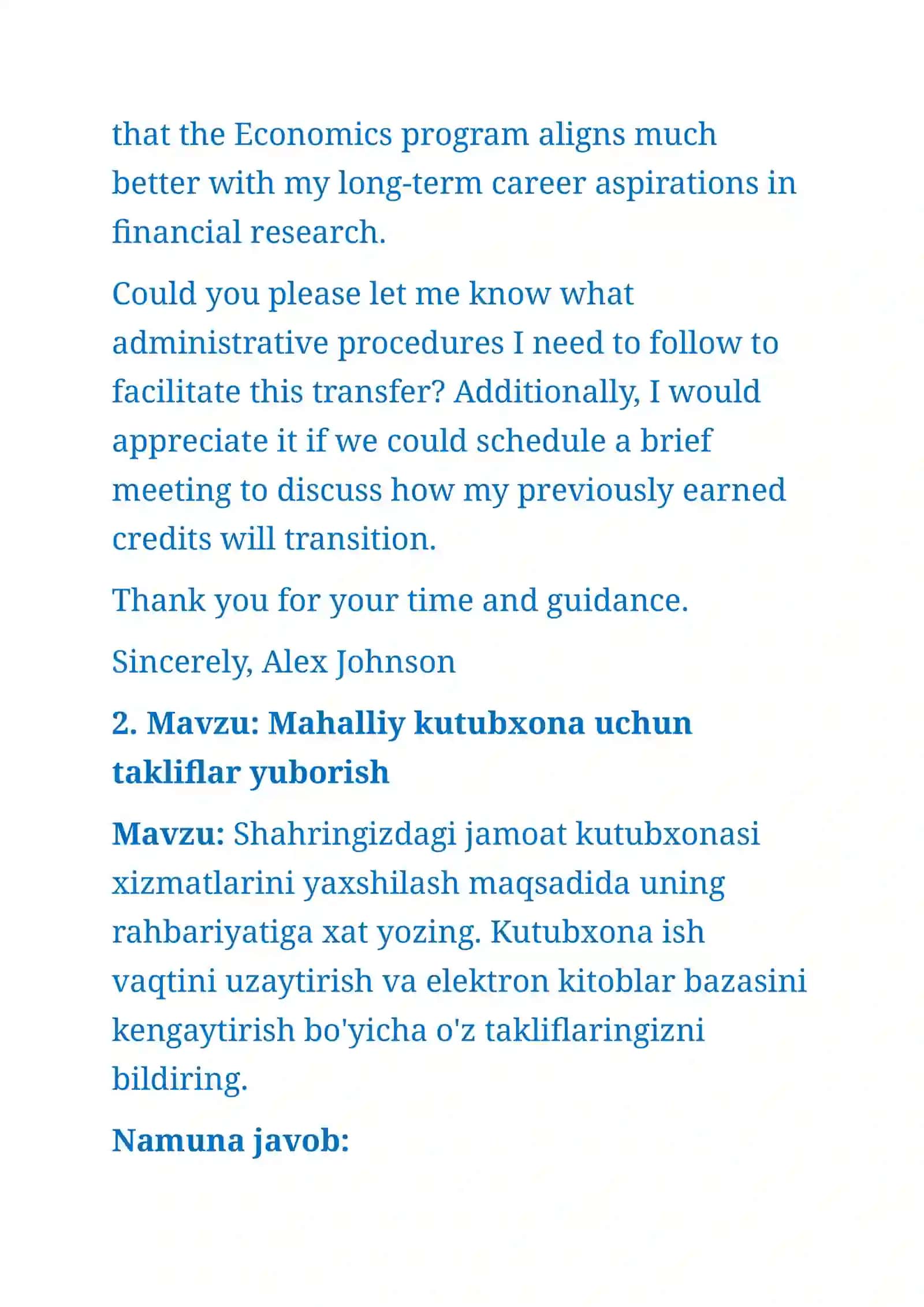 Part 1.1 writing uchun 5 ta C1 lik mavzu (cefr) English 2