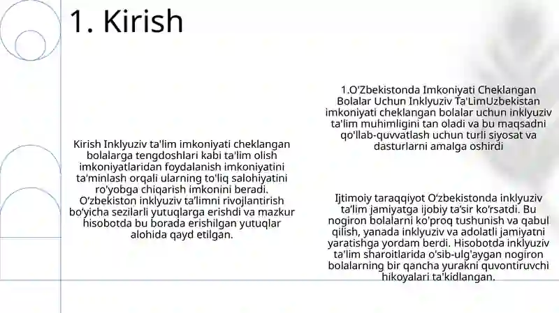 O'Zbekistonda Imkoniyati Cheklangan Bolalar Uchun Inklyuziv Ta'Lim 2