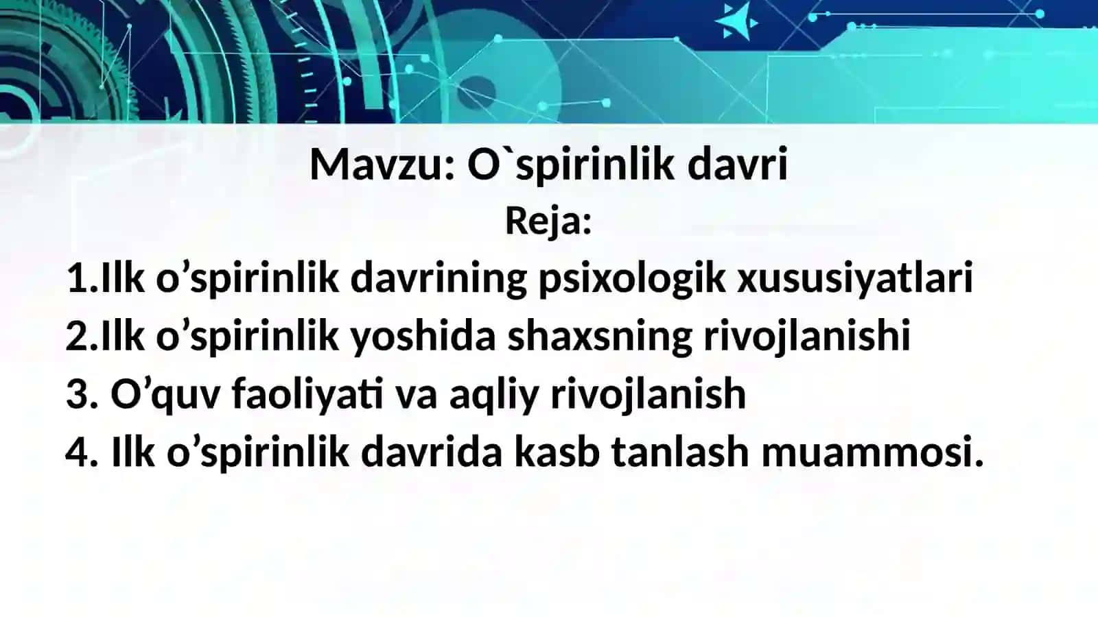O`SPIRINLIKDAVRI 2