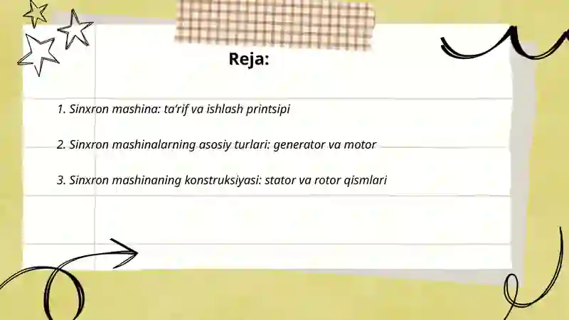 Sinxron mashinalar va ularning turlari 2