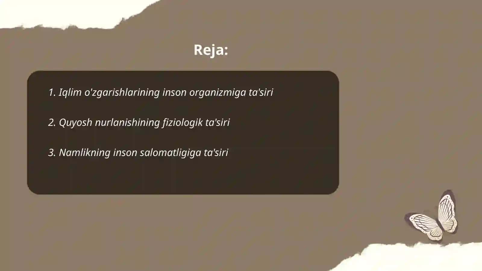 Tabiiy va sunʼiy omillar taʼsirida inson organizmida sodir boʻladigan fiziologik o'zgarishlar 2