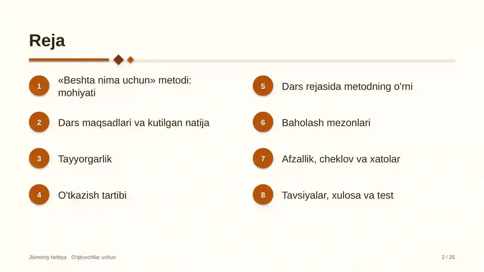 jismoniy tarbiya darslarida beshta nima uchun metodidan foydalanish 2979 2