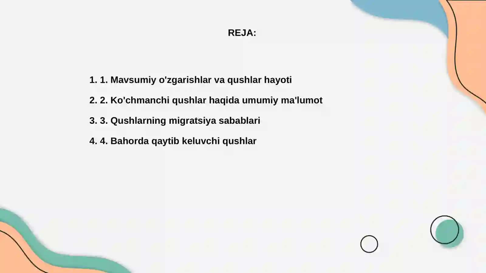 Mavsumiy o'zgarishlar va qushlar 2