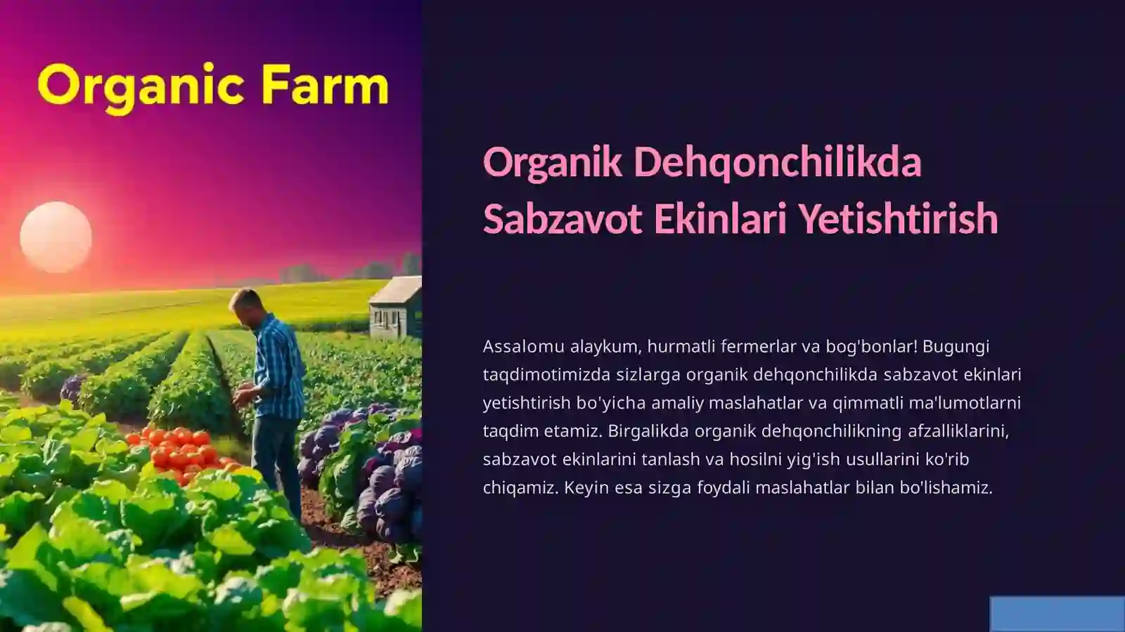 Organik dehqonchilikda sabzavot ekinlari yetishtirish 2