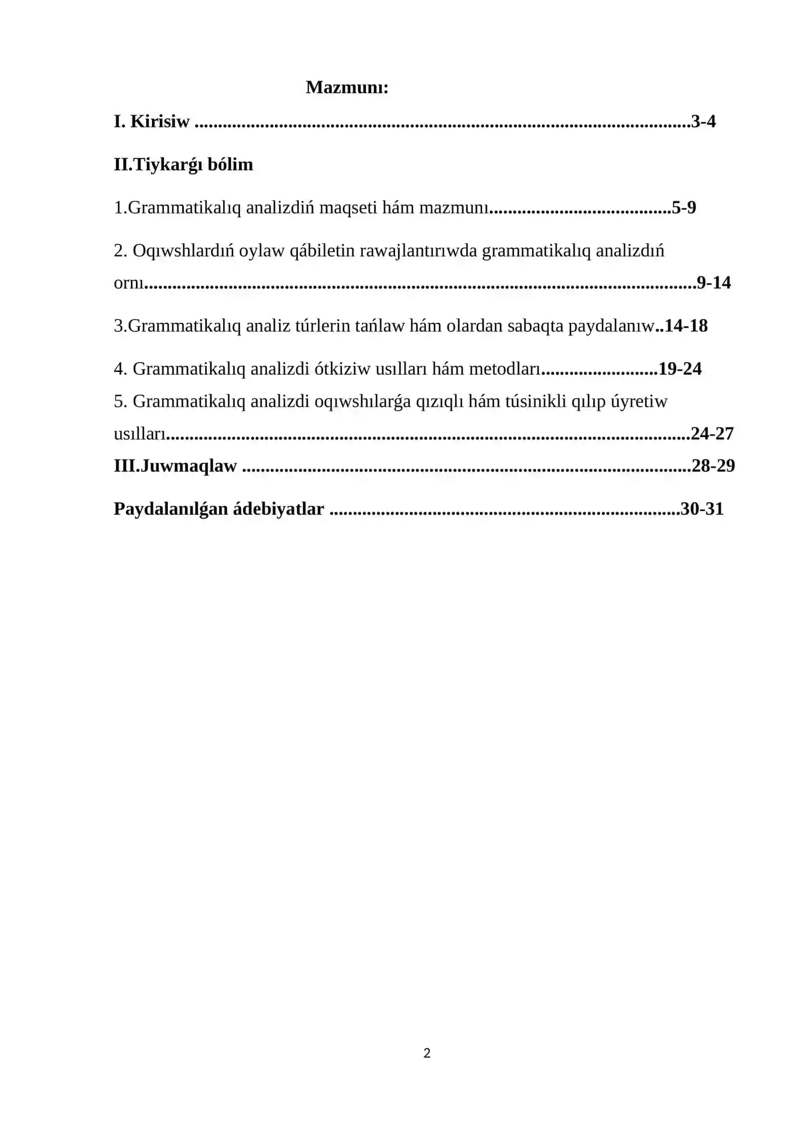 Baslawısh klaslarda grammatikalıq analiz ótkiziw metodikasi 2