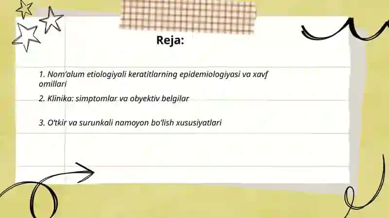 Nomʼalum etiologiyali keratitlar klinika, etiologiyasi patogenezi va davolash 2