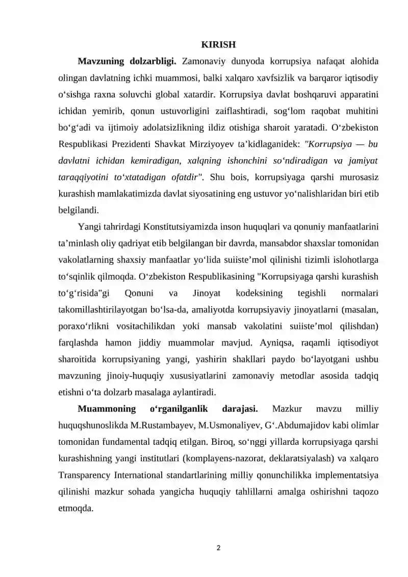 O'zbekiston Jinoiyat Qonunchiligida Korupsiya Jinoaytlari 2