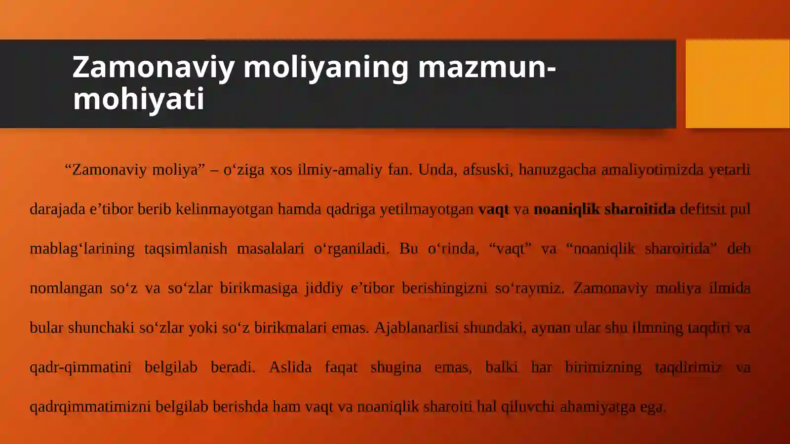 Zamonaviy moliyaviy qarorlar 2