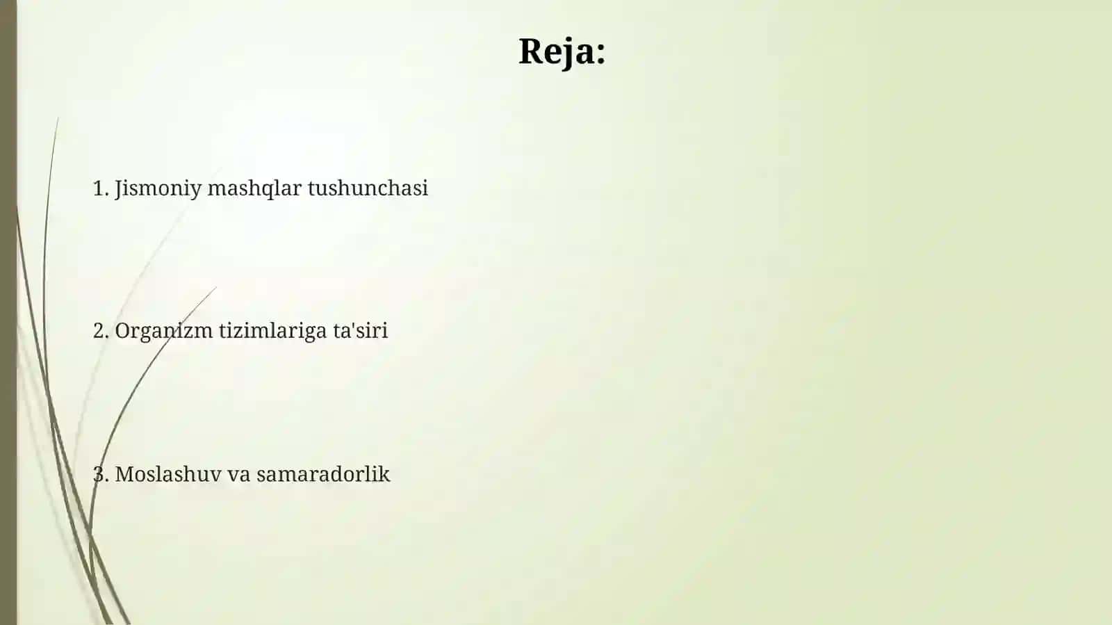 Jismoniy mashqlarning fiziologik tavsiyasi 2