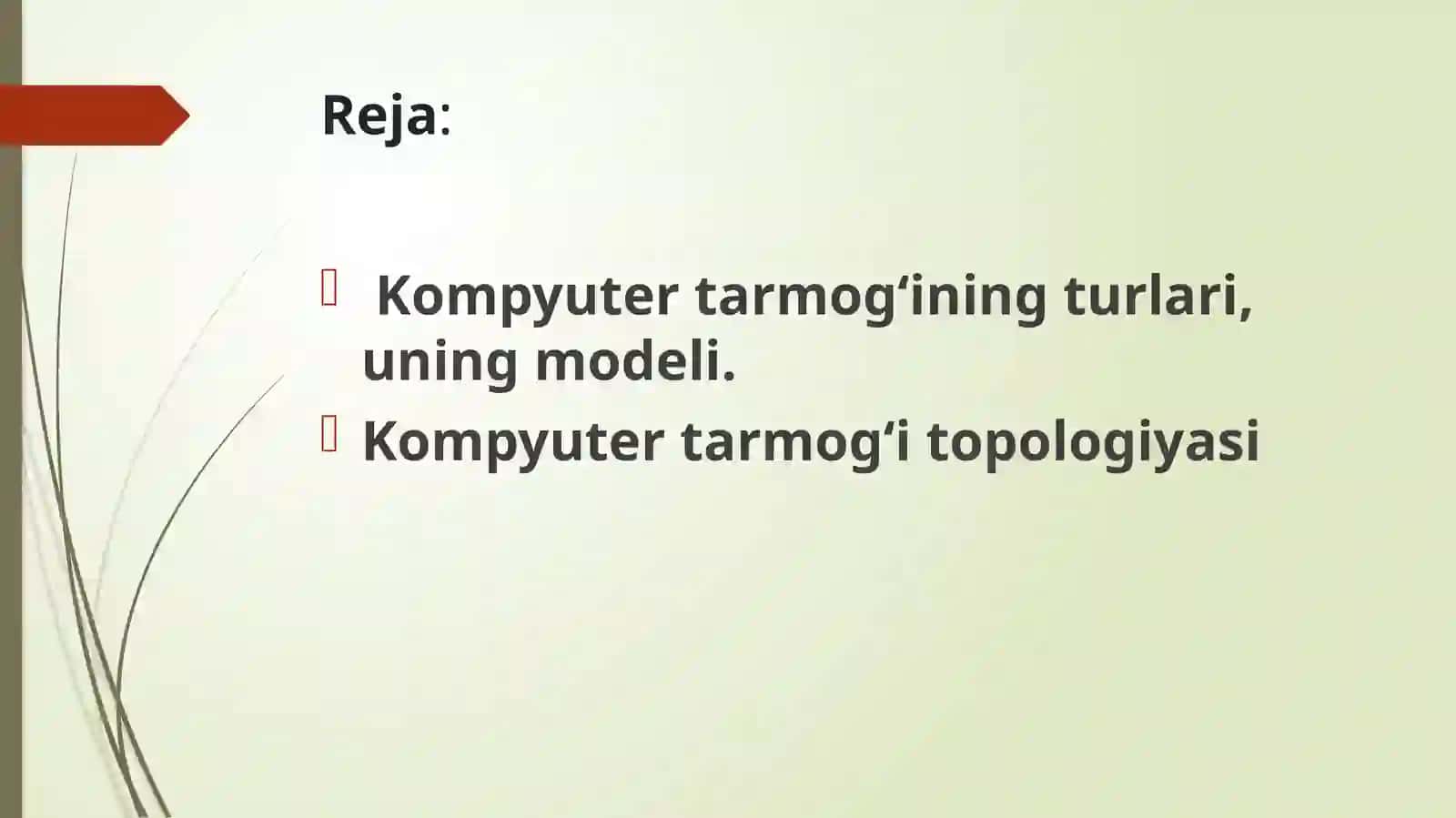 Kompyuter tarmoqining arxitekturasi, topologiyasi, tarmoq sistemasining modeli 2