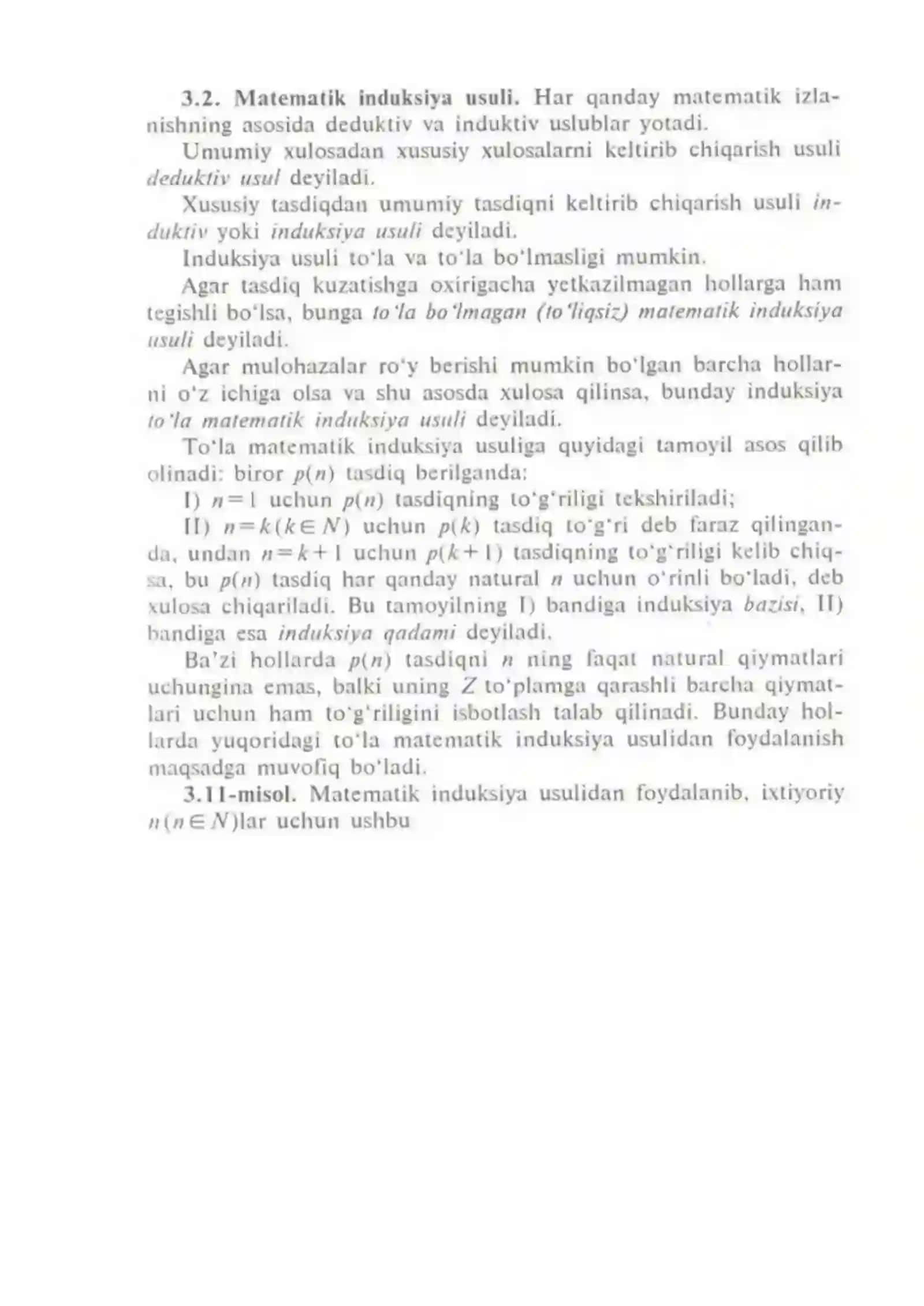 Matematik Induksiya Usuli 2