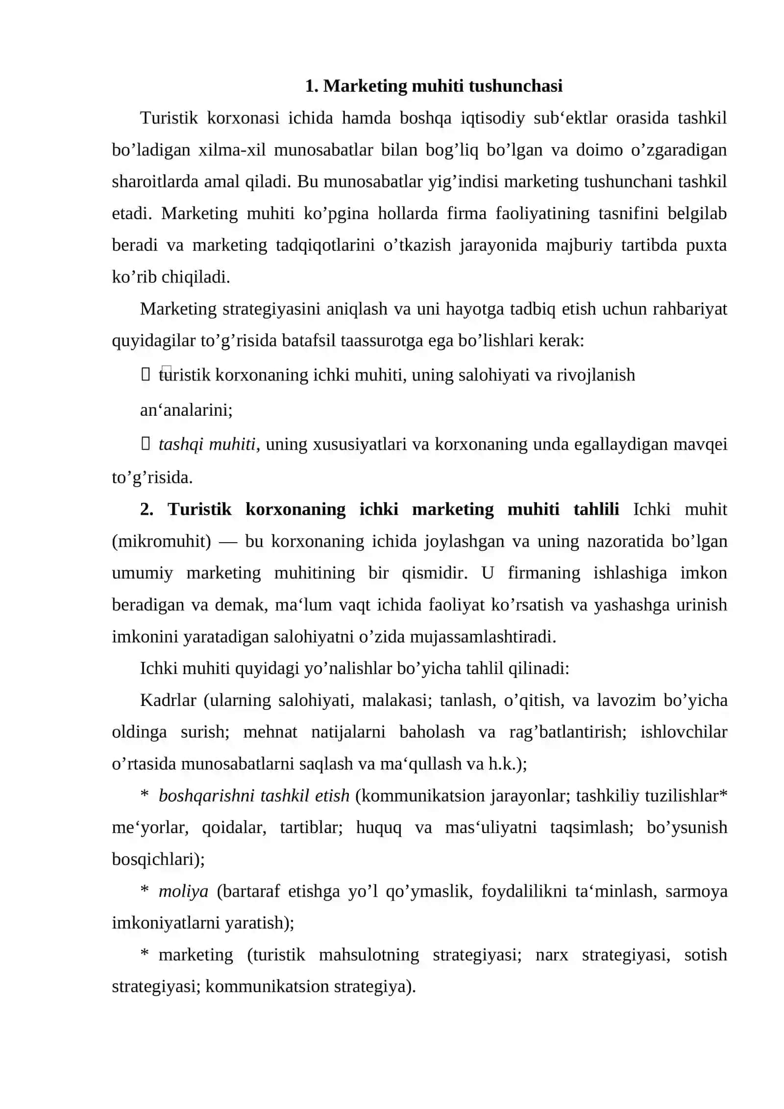 Turizm biznesida marketing muhiti tahlili 2