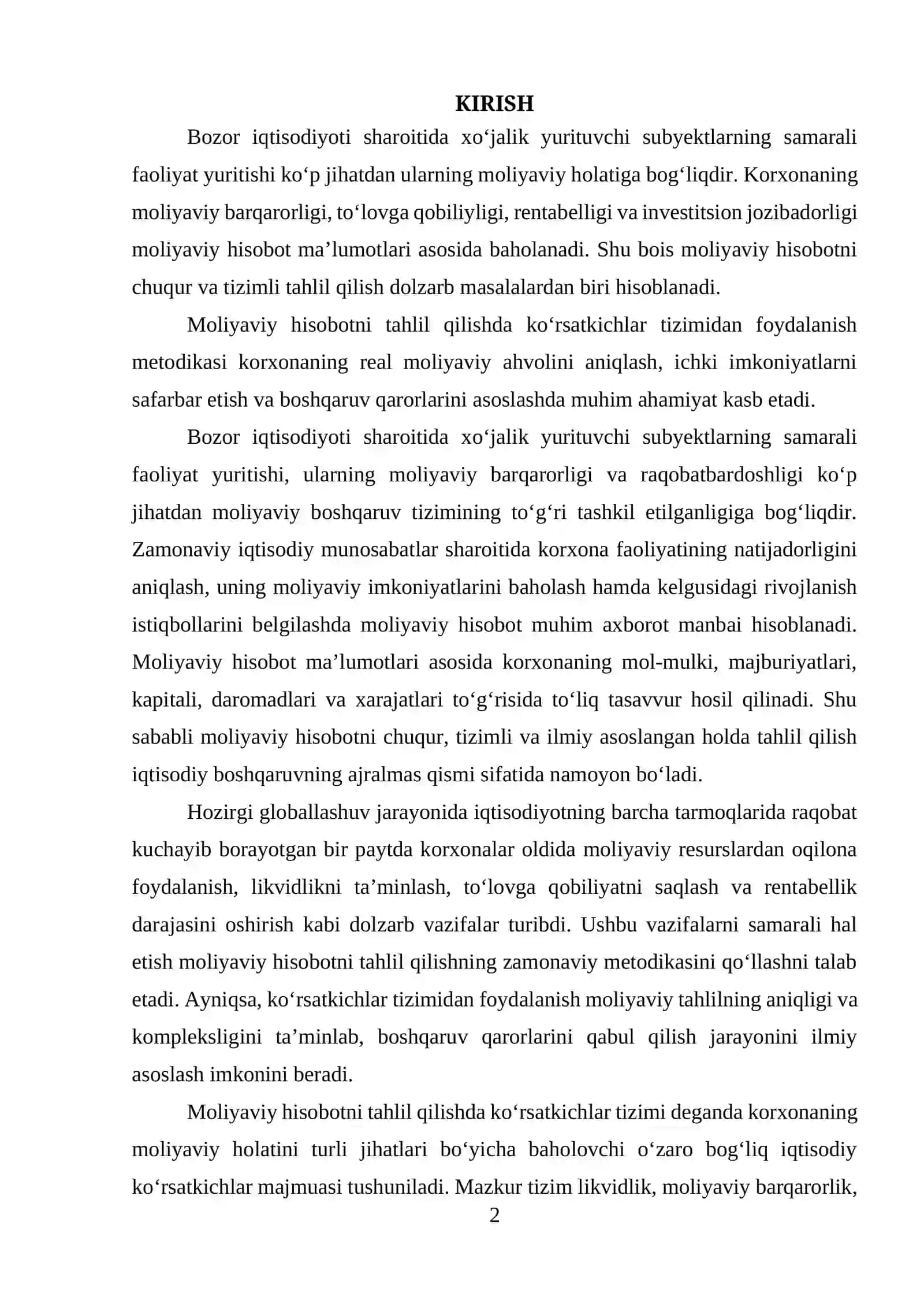 MOLIYAVIY HISOBOTNI TAHLIL QILISHDA KO‘RSATKICHLAR TIZIMINING FOYDALANISH METODIKASI 2
