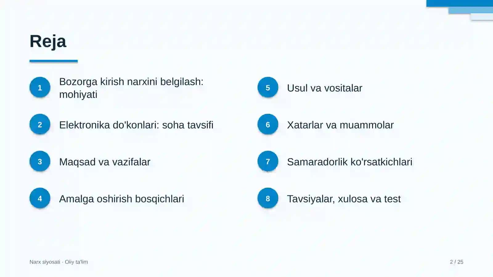 elektronika do'konlarida bozorga kirish narxini belgilash 8418 2