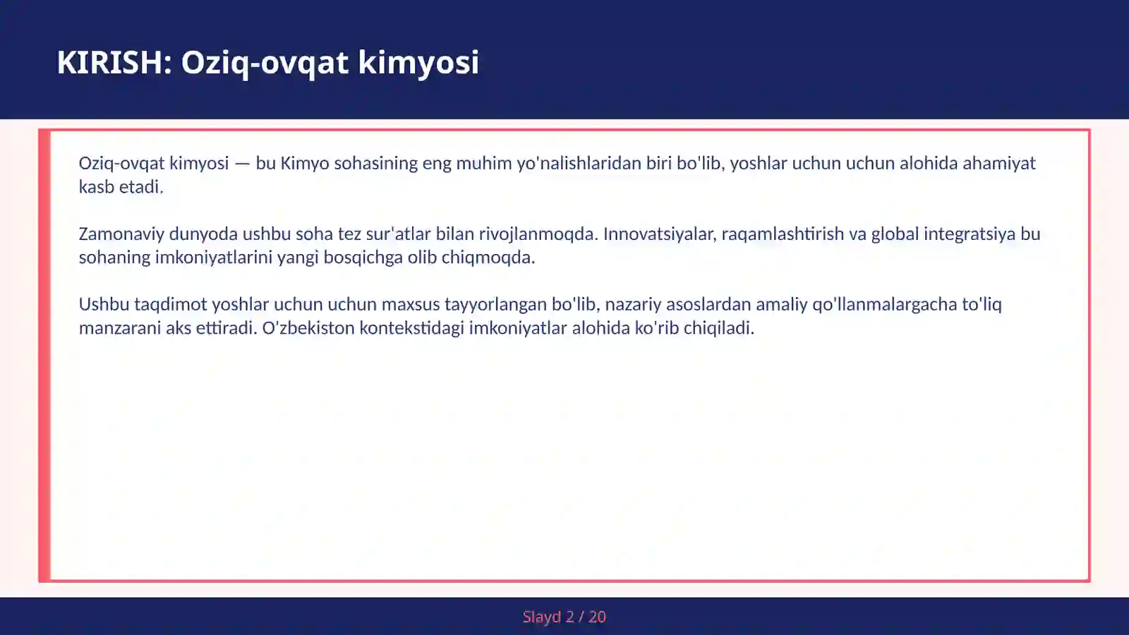 Oziq-ovqat kimyosi 2