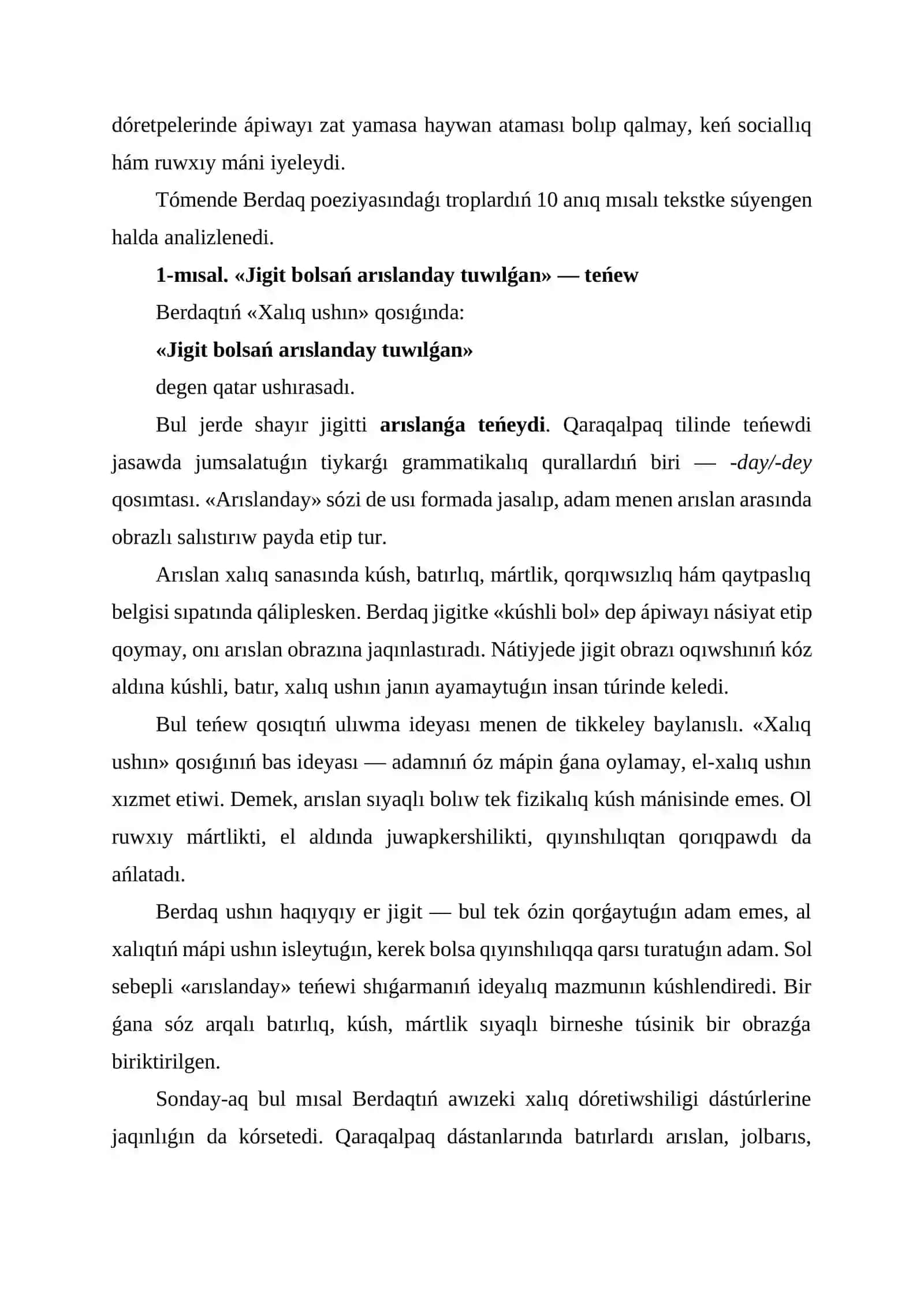 Berdaq Poeziyasínda TroplardíŃ Qollanílíwí 2