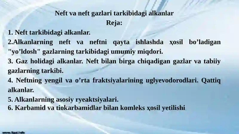 Neft va neft gazlaridagi Alkanlar 2