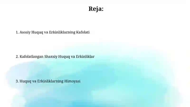 Kafolatlangan Shaxsiy Huquq va Erkinliklar 2