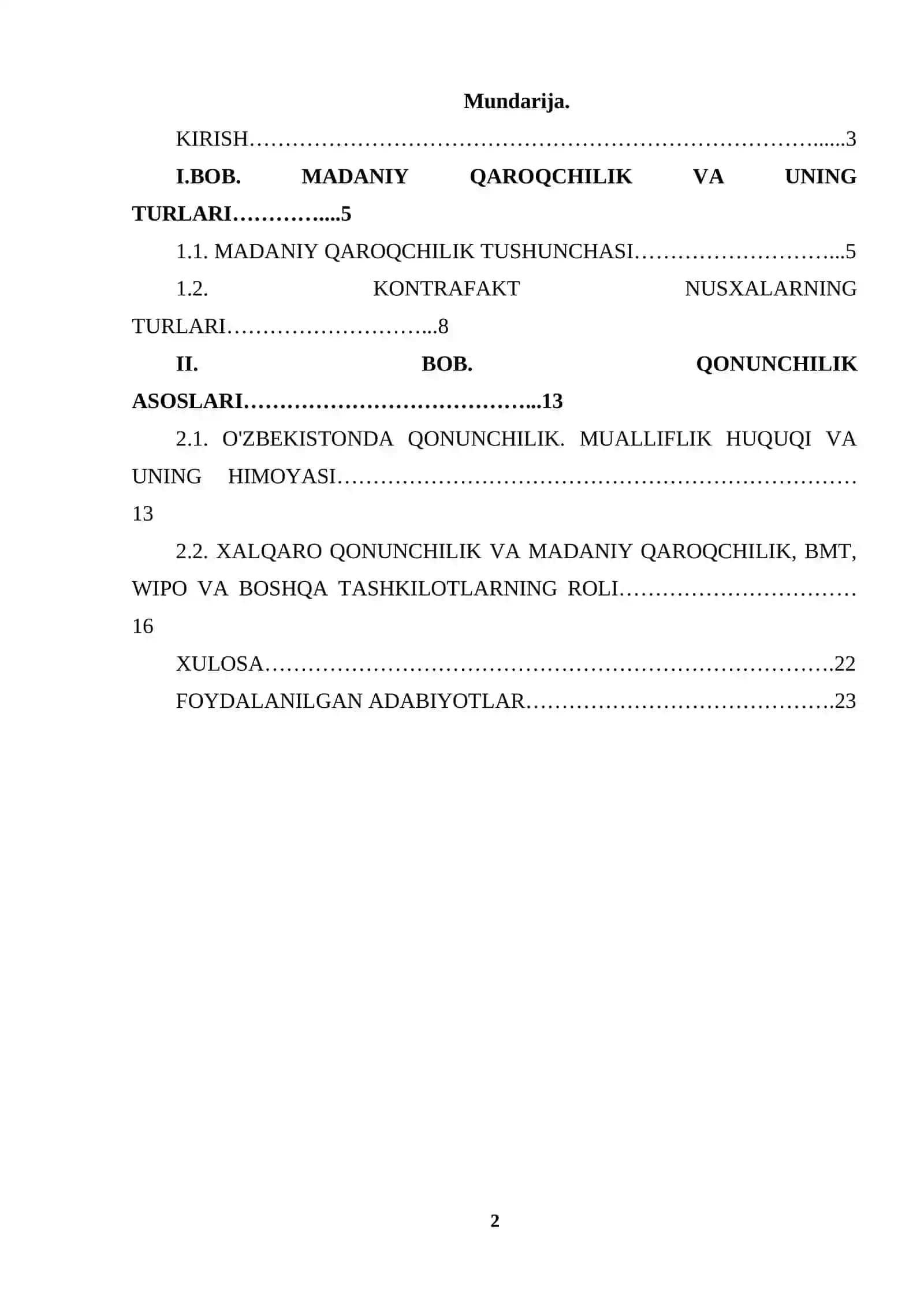 MADANIY QAROQCHILIK. KONTRAFAKT NUSXA. QONUNCHILIK VA UNI TAKOMILLASHTIRISH 2