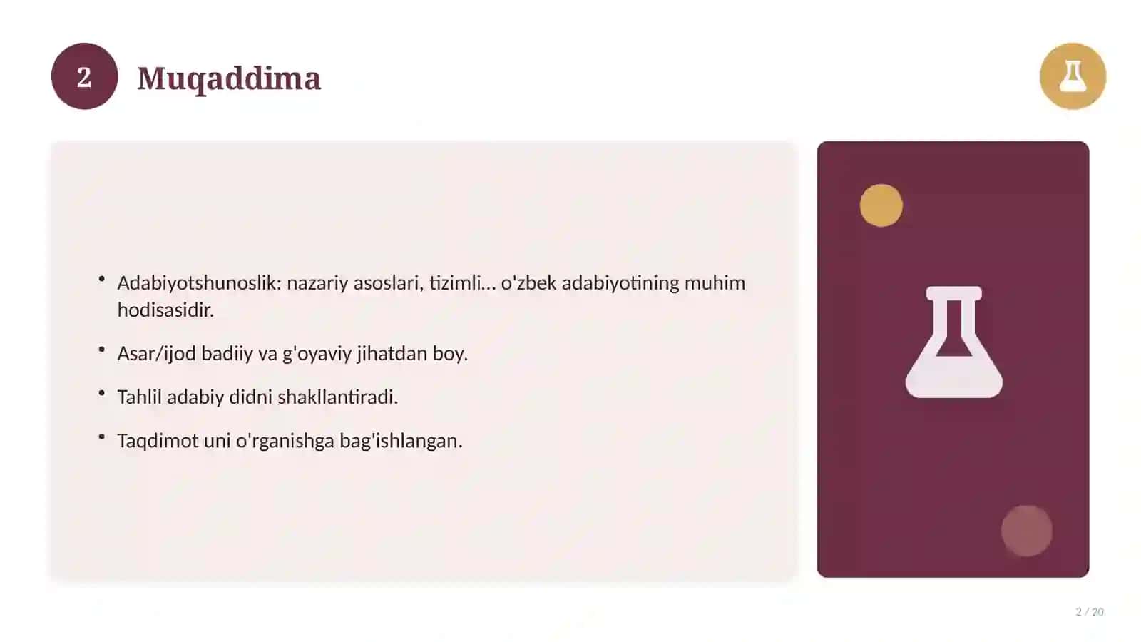 Adabiyotshunoslik: nazariy asoslari, tizimli yondashuvda (Magistrlik dissertatsiyasi mavzusi) 2