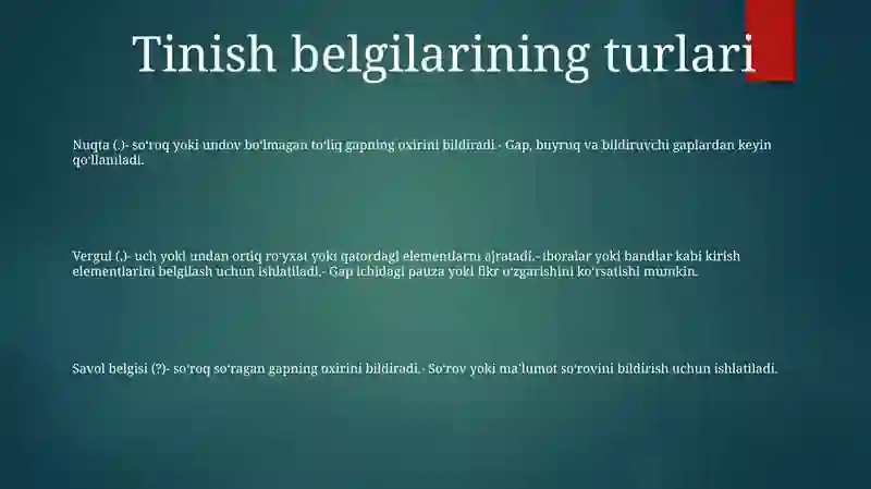 Tinish Belgilari 2