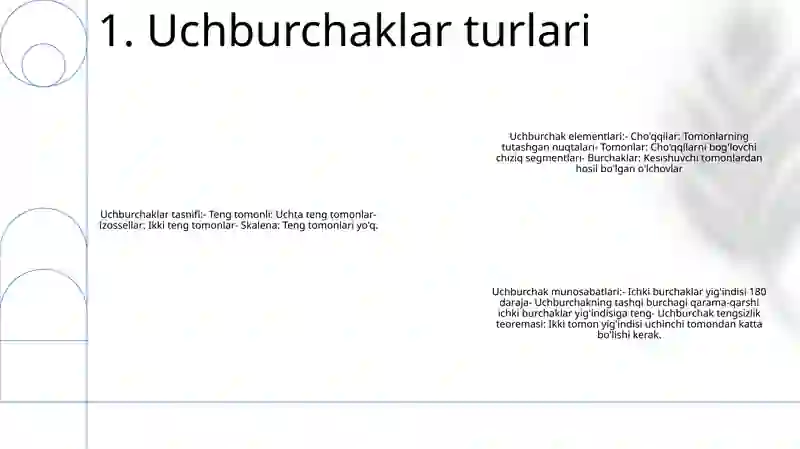 Uchburchak Turlari Va Uning Elementlari 2