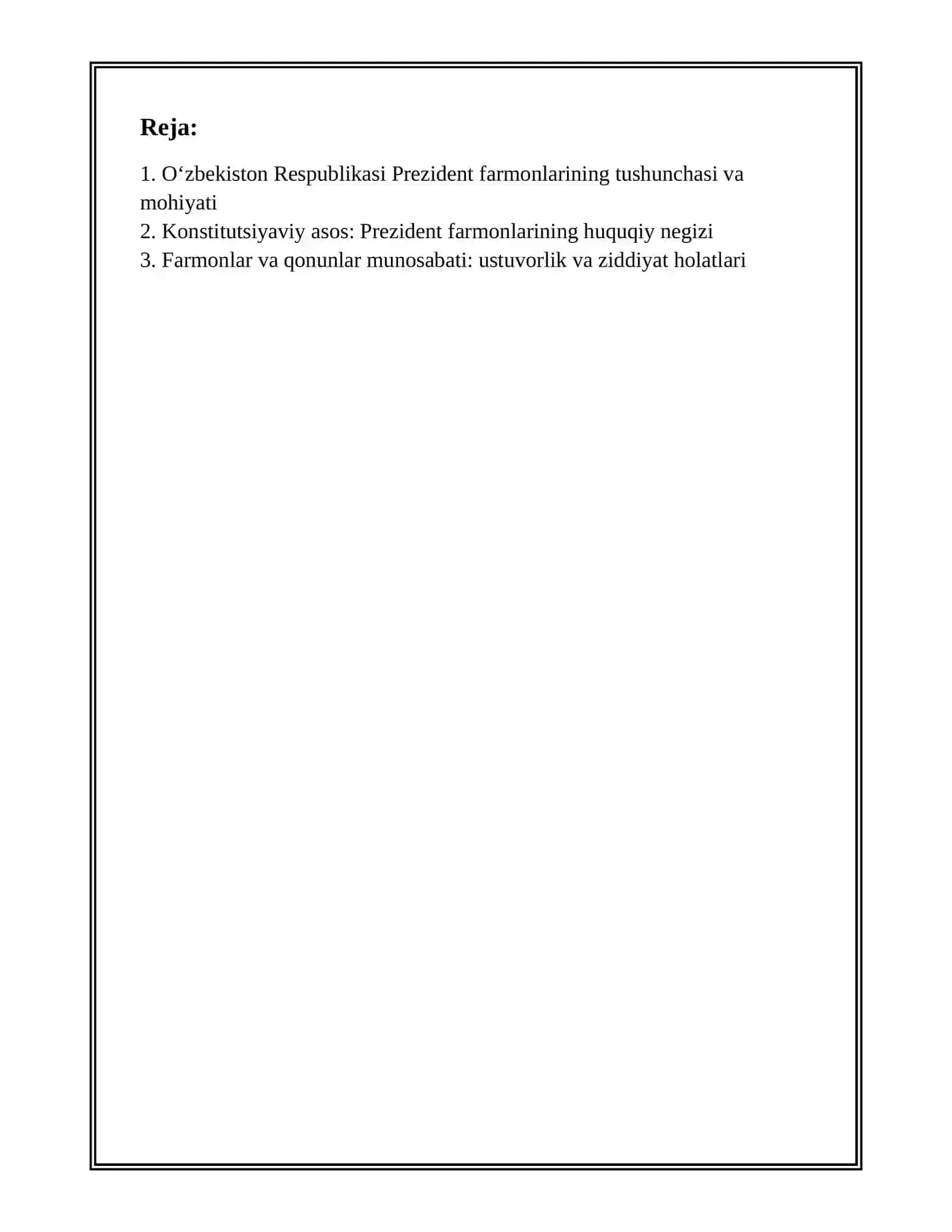 OʻZBEKISTON RESPUBLIKASI PREZIDENT FARMONLARINING XUQUQIY MAQOMI 2
