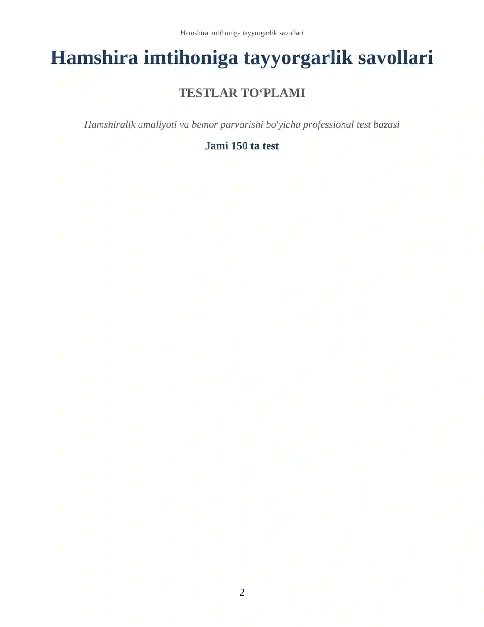 Hamshira imtihoniga tayyorgarlik savollari 2
