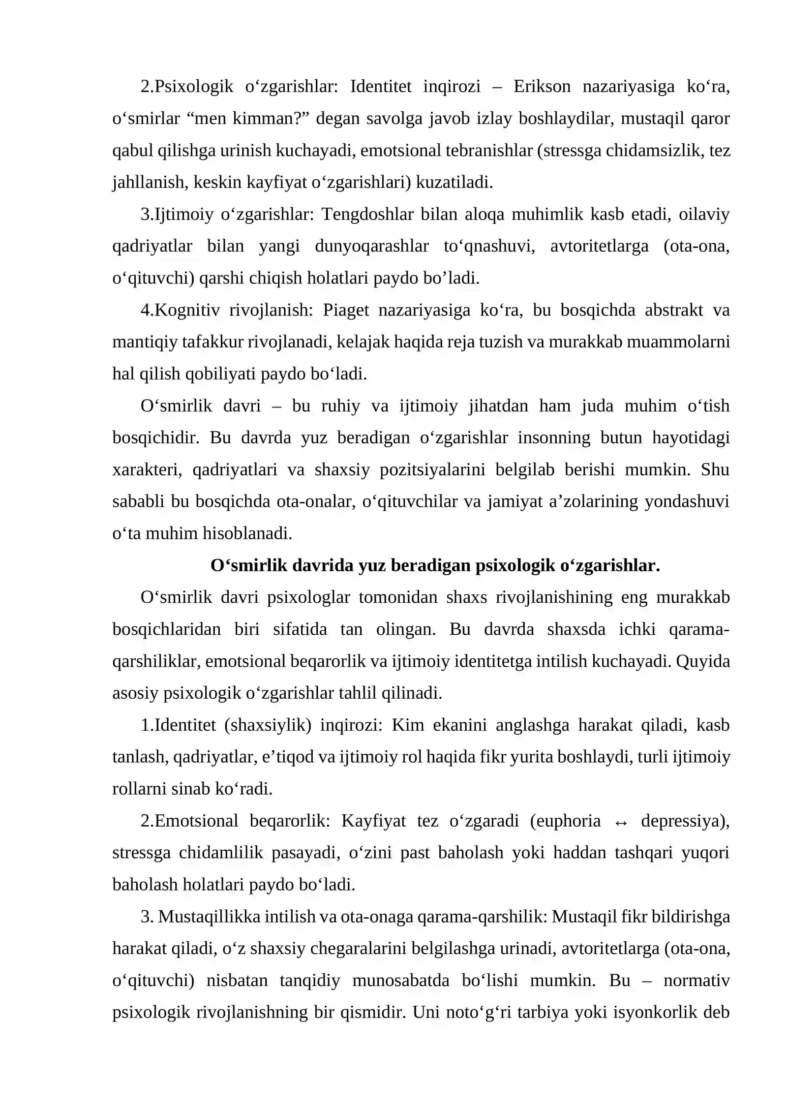 O‘SMIRLARDA XULQ-ATVORNING O‘ZGARISHI 2