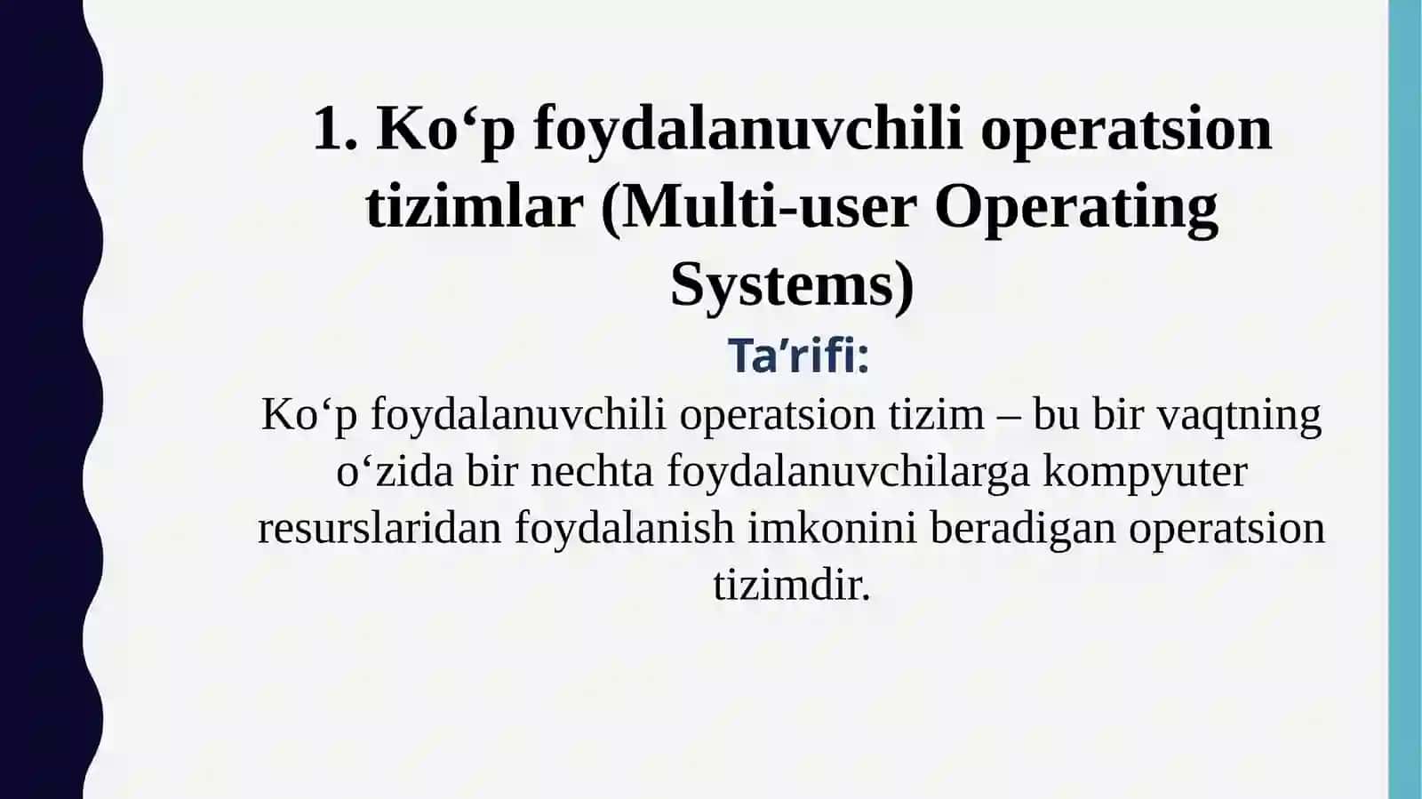 Ko‘pfoydalanuvchili operatsion tizimlar 2