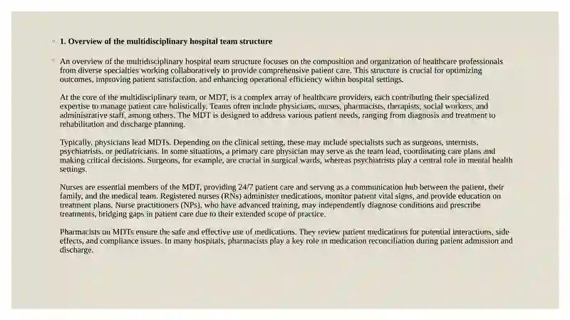 Roles in a Hospital Team 2