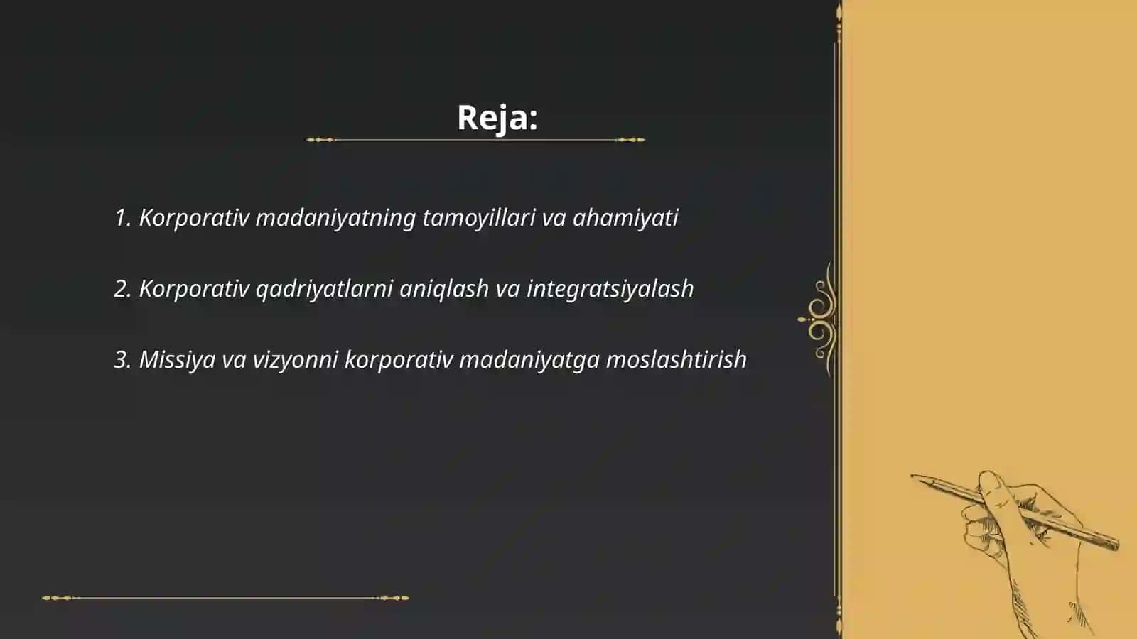 Korporativ madaniyatni shakllantirish, boshqarish va qo‘llab-quvvatlash 2